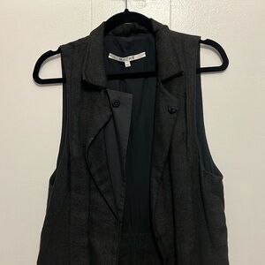 Summery black linen-like collared vest by Hache (size 40)